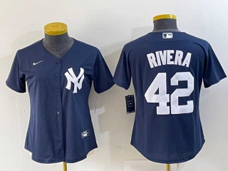 Women's MLB New York Yankees #42 Mariano Rivera Navy Blue Cool Base Stitched Baseball Jersey