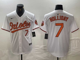 Men's MLB Baltimore Orioles #7 Jackson Holliday White Limited Cool Base Stitched Jersey