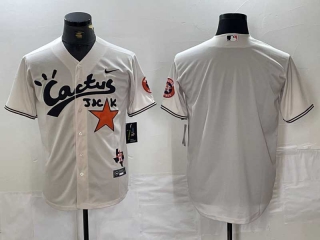 Men's MLB Houston Astros Blank Cream Cactus Jack Vapor Premier Stitched Baseball Jersey