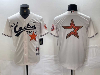 Men's MLB Houston Astros Blank Cream Cactus Jack Vapor Premier Stitched Baseball Jerseys