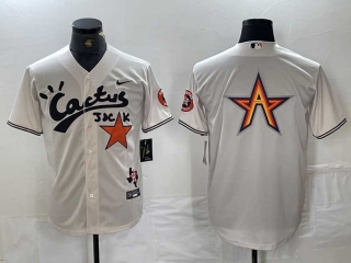 Men's MLB Houston Astros Blank Cream Cactus Jack Vapor Premier Stitched Nike Baseball Jerseys