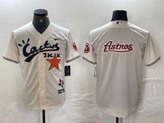 Men's MLB Houston Astros Blank Cream Cactus Jack Vapor Premier Stitched Nike Baseball Jersey