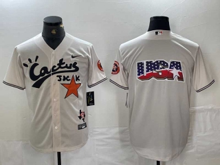 Men's MLB Houston Astros Blank Cream Cactus Jack Vapor Premier Stitched USA Nike Baseball Jersey