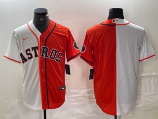 Men's MLB Houston Astros Blank Orange White Split Stitched Baseball Jersey