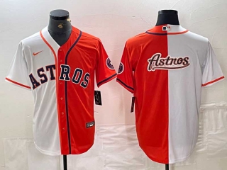 Men's MLB Houston Astros Blank Orange White Split Stitched Nike Baseball Jerseys