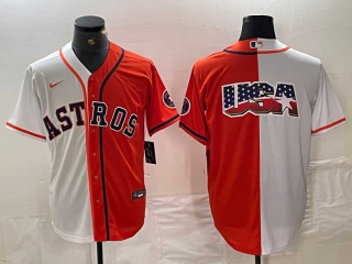 Men's MLB Houston Astros Blank USA Orange White Split Stitched Baseball Jersey