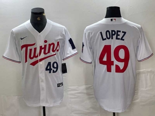 Men's MLB Minnesota Twins #49 Pablo López Nike White Cool Base Stitched Baseball Jerseys