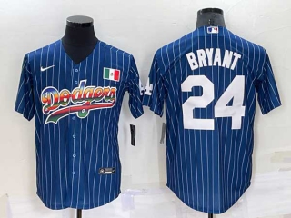 Mens Los Angeles Dodgers #24 Kobe Bryant Rainbow Pinstripe Mexico Cool Base Nike Jersey (23)