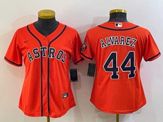 Women's Houston Astros #44 Yordan Alvarez Orange With Patch Stitched MLB Cool Base Nike Jersey