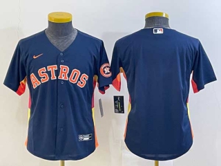 Women's Houston Astros Blank Navy Blue With Patch Stitched MLB Cool Base Nike Jersey