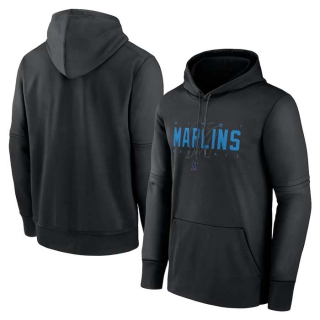 Men's MLB Miami Marlins Nike Black Pregame Performance Pullover Hoodie