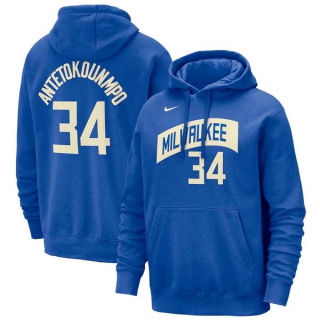 Men's NBA Milwaukee Bucks Giannis Antetokounmpo Nike Royal 23-24 City Edition Pullover Hoodie