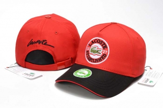 Wholesale Lacoste 1927 Curved Brim Strapback Hat Red Black 7003