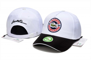 Wholesale Lacoste 1927 Curved Brim Strapback Hat White Black 7005