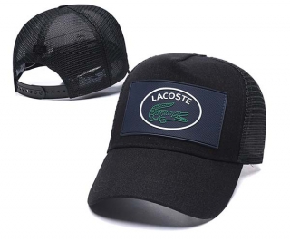Wholesale Lacoste Curved Brim Patch Trucker Snapback Hats Black 7012