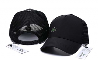 Wholesale Lacoste Small Crocodile Curved Brim Trucker Snapback Hat Black 7029