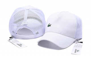 Wholesale Lacoste Small Crocodile Curved Brim Trucker Snapback Hat White 7035