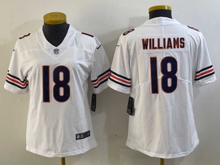 Women's NFL Chicago Bears #18 Caleb Williams Nike White 2024 NFL Draft Jersey