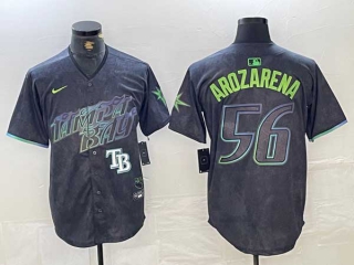 Men's MLB Tampa Bay Rays #56 Randy Arozarena Nike Charcoal Logo 2024 City Connect Limited Stitched Jersey