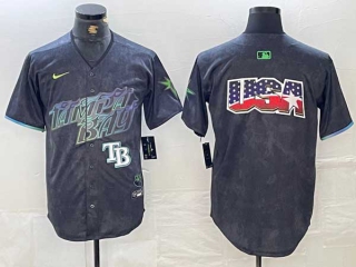 Men's MLB Tampa Bay Rays Nike Charcoal Flag Logo 2024 City Connect Limited Stitched Jersey