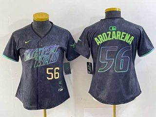 Women's MLB Tampa Bay Rays #56 Randy Arozarena Nike Charcoal Gold Number 2024 City Connect Limited Stitched Jersey