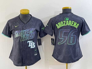 Women's MLB Tampa Bay Rays #56 Randy Arozarena Nike Charcoal Logo 2024 City Connect Limited Stitched Jersey