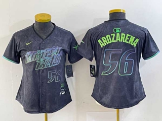 Women's MLB Tampa Bay Rays #56 Randy Arozarena Nike Charcoal Number 2024 City Connect Limited Stitched Jersey