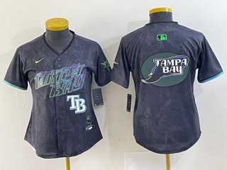 Women's MLB Tampa Bay Rays Nike Charcoal Devil Rays Logo 2024 City Connect Limited Stitched Jersey