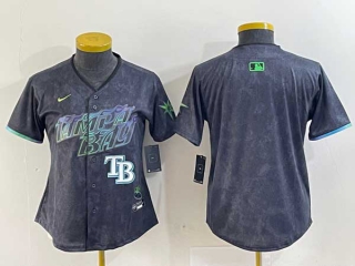 Women's MLB Tampa Bay Rays Nike Charcoal Logo 2024 City Connect Limited Stitched Jersey