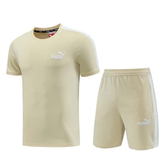 Men's Puma Training Shorts T-shirt Tracksuit Beige