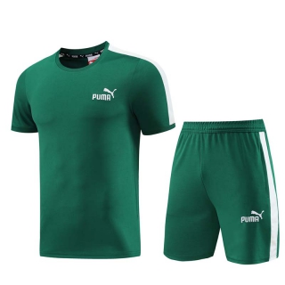 Men's Puma Training Shorts T-shirt Tracksuit Hunter Green