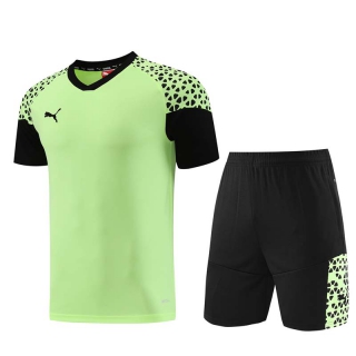 Men's Puma Training Shorts T-shirt Tracksuit Light Green Black