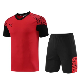 Men's Puma Training Shorts T-shirt Tracksuit Red Black