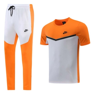 Men's Nike Training Pants T-shirt Tracksuit Orange White