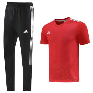 Men's Adidas Training Pants T-shirt Tracksuit Red Black (1)