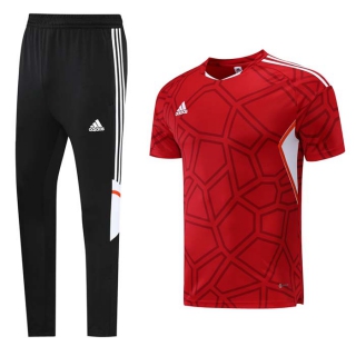 Men's Adidas Training Pants T-shirt Tracksuit Red Black (3)