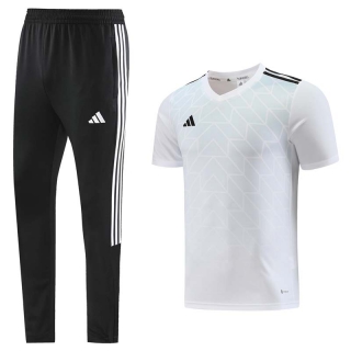 Men's Adidas Training Pants T-shirt Tracksuit White Black (1)