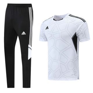 Men's Adidas Training Pants T-shirt Tracksuit White Black (2)