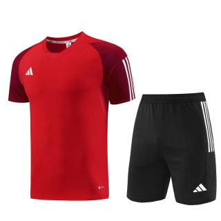 Men's Adidas Training Shorts T-shirt Tracksuit Red Black (3)