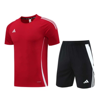 Men's Adidas Training Shorts T-shirt Tracksuit Red Black (4)