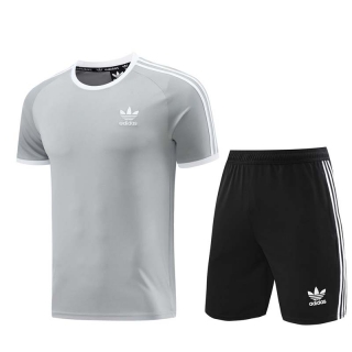 Men's Adidas Training Shorts T-shirt Tracksuit Silver Black