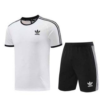 Men's Adidas Training Shorts T-shirt Tracksuit White Black (3)