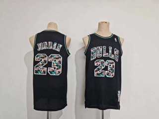 Men's NBA Chicago Bulls #23 Michael Jordan Mitchell & Ness Black Camo Mesh Retro Jersey