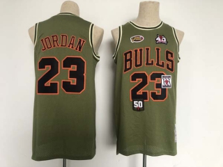 Men's NBA Chicago Bulls #23 Michael Jordan Mitchell & Ness Dark Green Flight Jersey