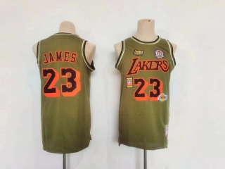 Men's NBA Los Angeles Lakers #23 LeBron James Mitchell & Ness Dark Green Flight Jersey