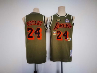 Men's NBA Los Angeles Lakers #24 Kobe Bryant Mitchell & Ness Dark Green Flight Jersey