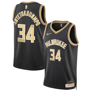 Men's NBA Milwaukee Bucks #34 Giannis Antetokounmpo Black Select Series Nike Jersey