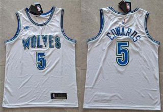 Men's NBA Minnesota Timberwolves #5 Anthony Edwards Nike White Throwback Jersey