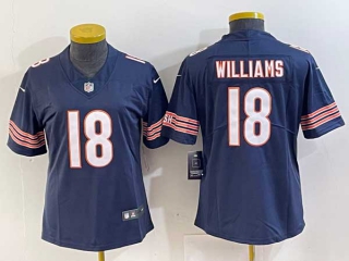 Women's NFL Chicago Bears #18 Caleb Williams Navy 2024 Draft Vapor Football Stitched Jersey