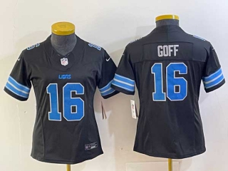 Women's NFL Detroit Lions #16 Jared Goff Black 2024 F